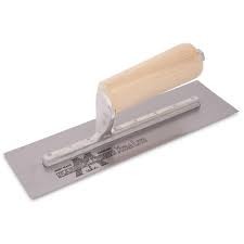 Marshalltown Cement Finishing Trowel 18” x 4” Spring Steel - Curved Shaped Wood Handle - MXS81